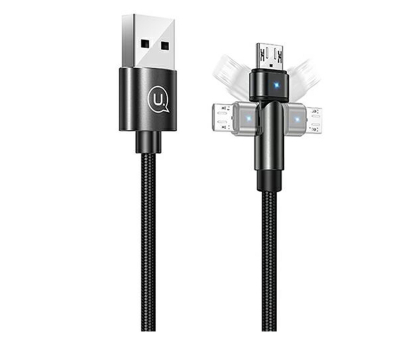 Kabel USAMS Kabel pleciony obrotowy U60 2A microUSB czarny